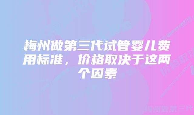 梅州做第三代试管婴儿费用标准,价格取决于这两个因素