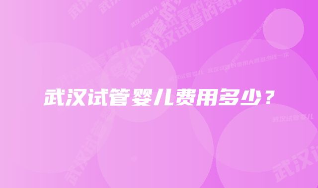 武汉试管婴儿费用多少?