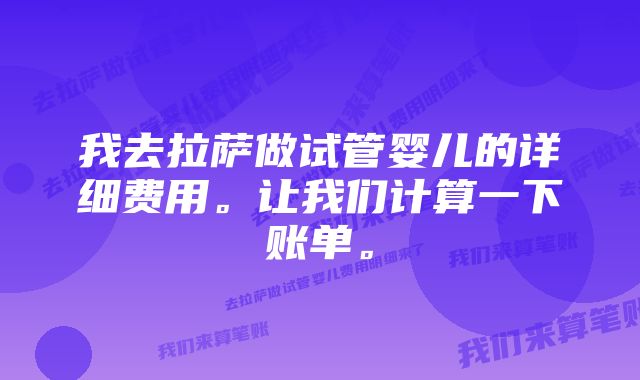 我去拉萨做试管婴儿的详细费用。让我们计算一下账单。