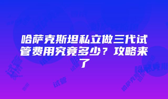哈萨克斯坦私立做三代试管费用究竟多少?攻略来了