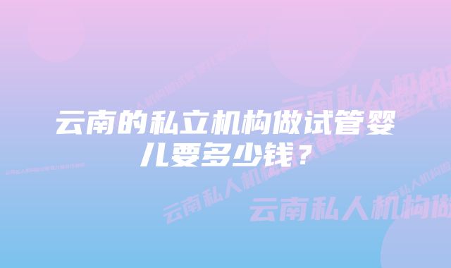 云南的私立机构做试管婴儿要多少钱?