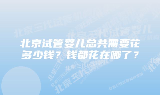 北京试管婴儿总共需要花多少钱?钱都花在哪了?