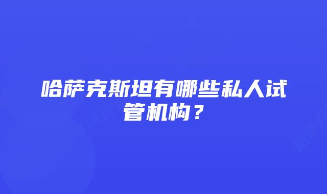 哈萨克斯坦有哪些私人试管机构?
