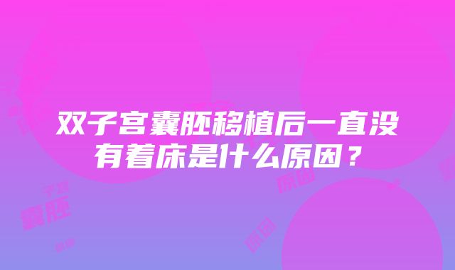 双子宫囊胚移植后一直没有着床是什么原因?