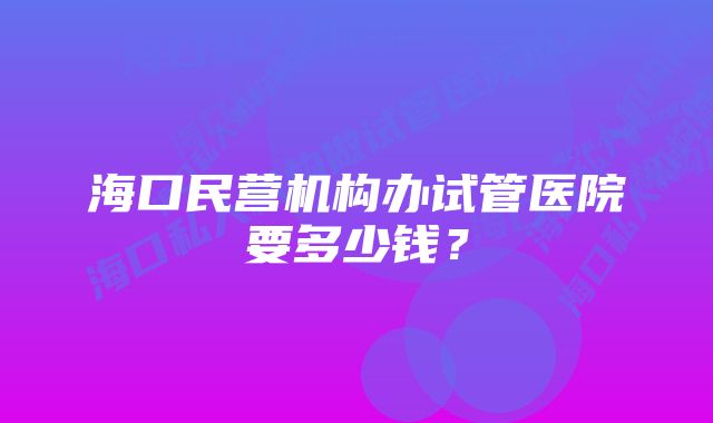 海口民营机构办试管医院要多少钱?