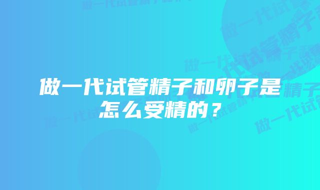 做一代试管精子和卵子是怎么受精的?