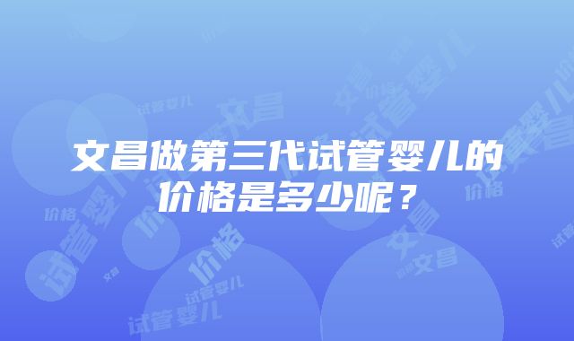 文昌做第三代试管婴儿的价格是多少呢?