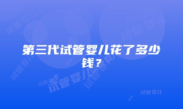第三代试管婴儿花了多少钱?