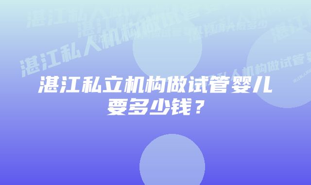 湛江私立机构做试管婴儿要多少钱?