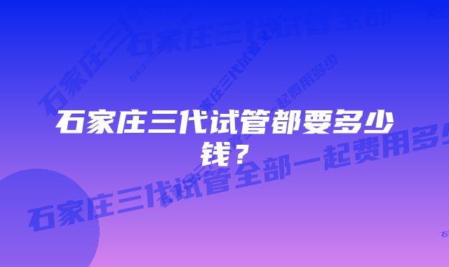 石家庄三代试管都要多少钱?