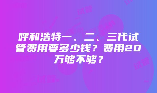 呼和浩特一、二、三代试管费用要多少钱?费用20万够不够?