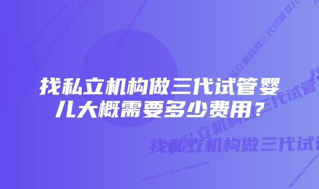 找私立机构做三代试管婴儿大概需要多少费用?