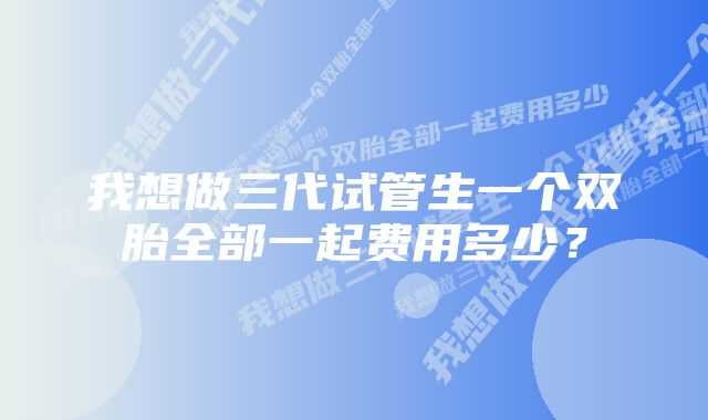 我想做三代试管生一个双胎全部一起费用多少?