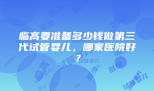 临高要准备多少钱做第三代试管婴儿，哪家医院好？
