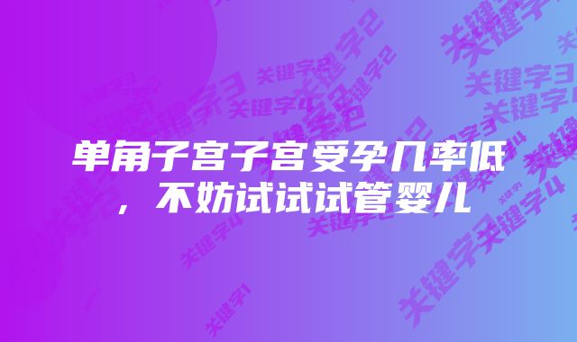 单角子宫子宫受孕几率低,不妨试试试管婴儿