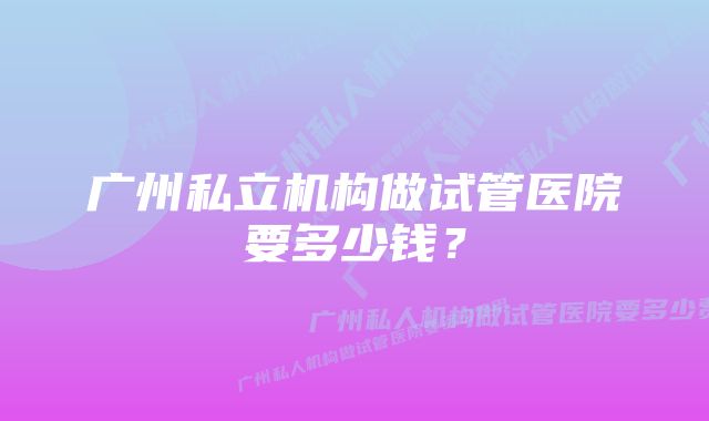广州私立机构做试管医院要多少钱?
