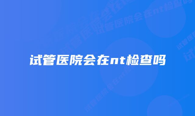试管医院会在nt检查吗