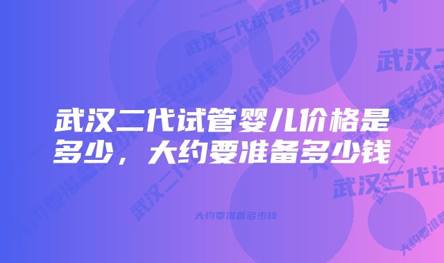 武汉二代试管婴儿价格是多少,大约要准备多少钱