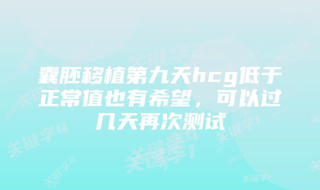囊胚移植第九天hcg低于正常值也有希望,可以过几天再次测试