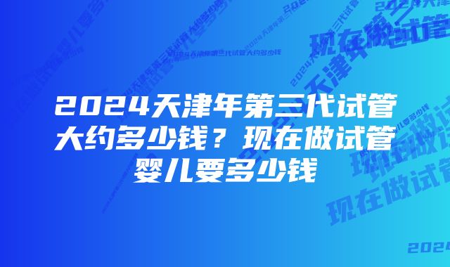 2024天津年第三代试管大约多少钱?现在做试管婴儿要多少钱