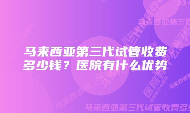 马来西亚第三代试管收费多少钱?医院有什么优势