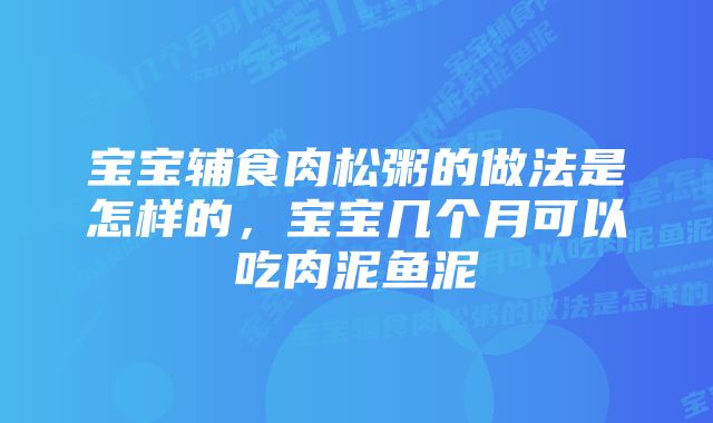 宝宝辅食肉松粥的做法是怎样的,宝宝几个月可以吃肉泥鱼泥
