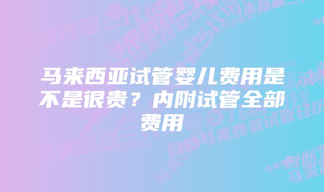 马来西亚试管婴儿费用是不是很贵?内附试管全部费用