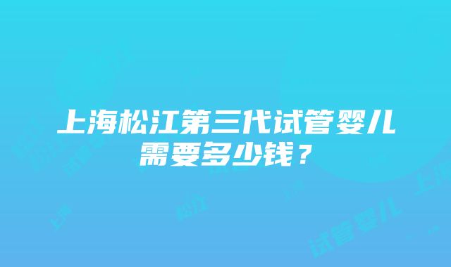 上海松江第三代试管婴儿需要多少钱?