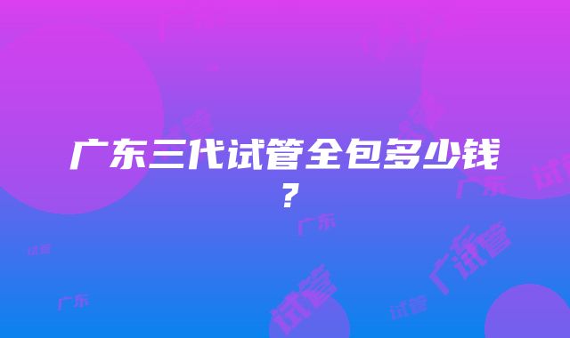广东三代试管全包多少钱?