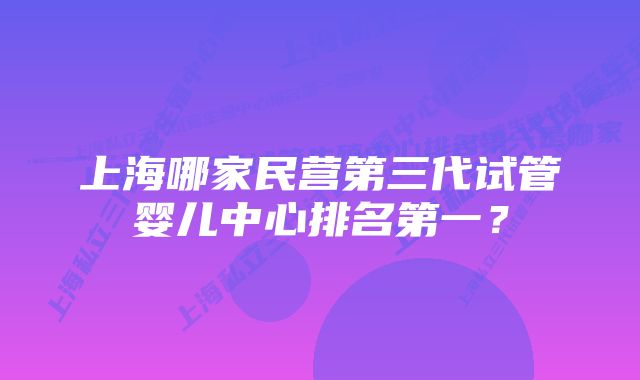 上海哪家民营第三代试管婴儿中心排名第一?
