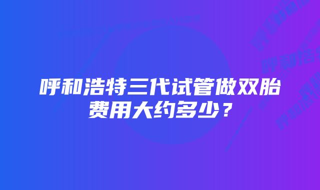 呼和浩特三代试管做双胎费用大约多少?