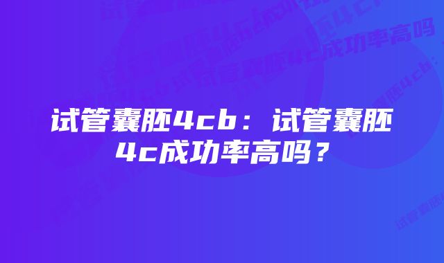 试管囊胚4cb:试管囊胚4c成功率高吗?