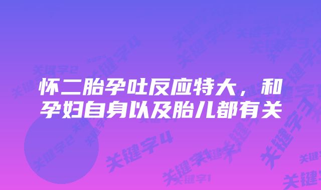 怀二胎孕吐反应特大,和孕妇自身以及胎儿都有关