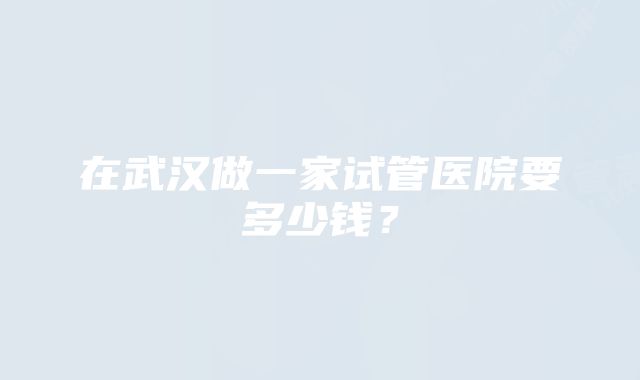 在武汉做一家试管医院要多少钱？