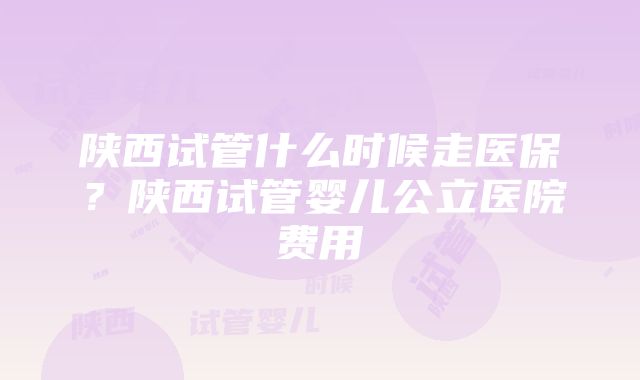 陕西试管什么时候走医保？陕西试管婴儿公立医院费用