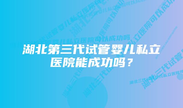 湖北第三代试管婴儿私立医院能成功吗?