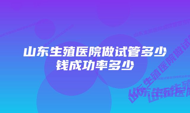 山东生殖医院做试管多少钱成功率多少