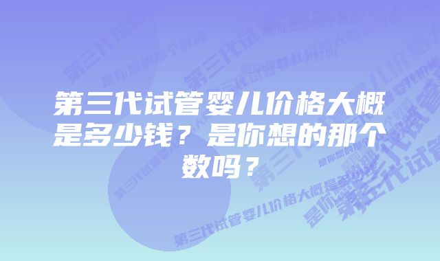 第三代试管婴儿价格大概是多少钱?是你想的那个数吗?