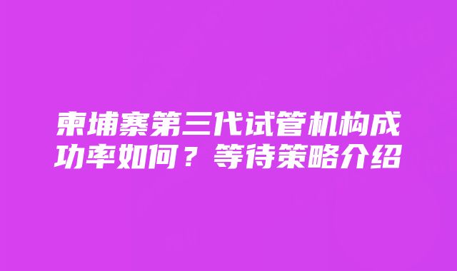 柬埔寨第三代试管机构成功率如何?等待策略介绍