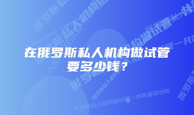 在俄罗斯私人机构做试管要多少钱?