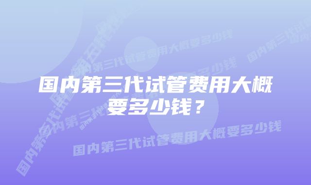 国内第三代试管费用大概要多少钱?