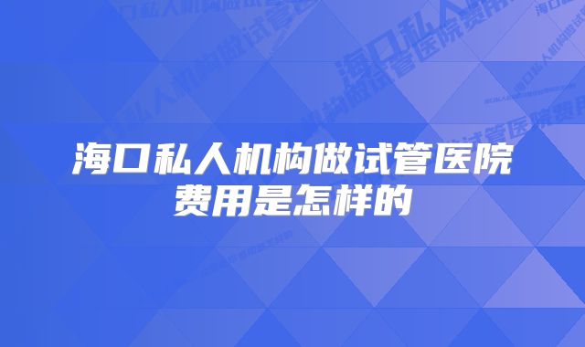 海口私人机构做试管医院费用是怎样的